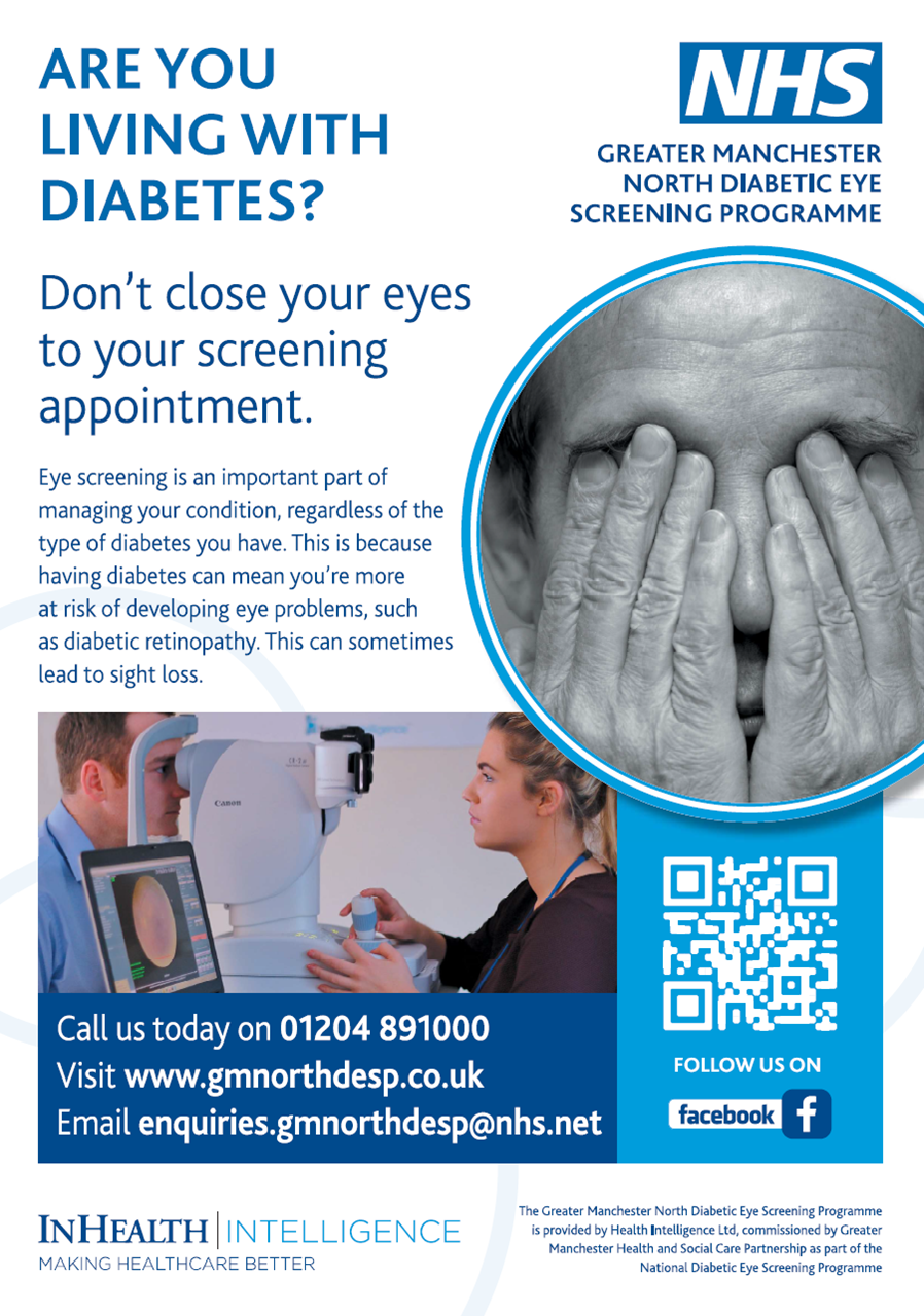 A person covers their eyes with their hands. A physician looks through a camera scope at a patient's eyes