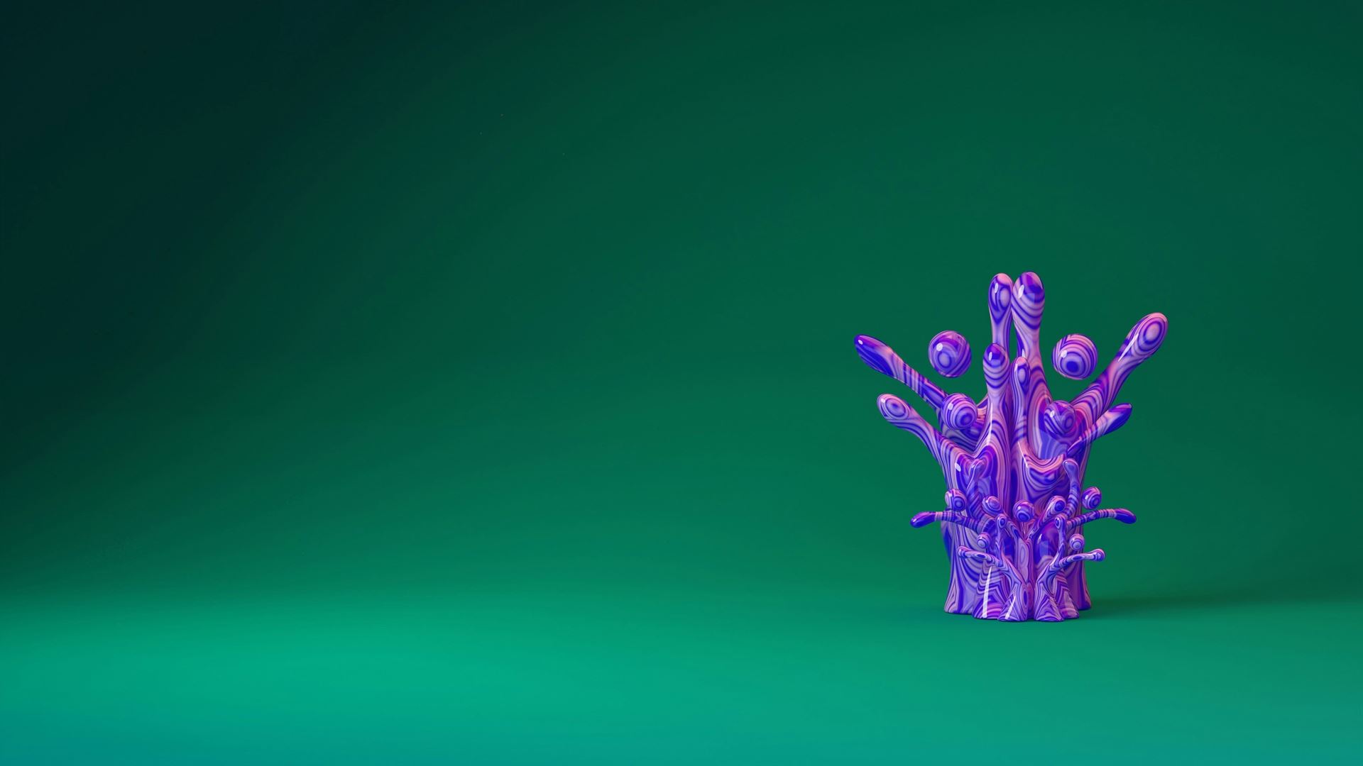 Purple moulds in the shape of people come together to support eachother
